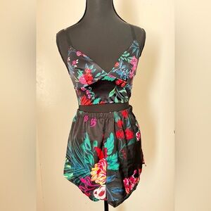 Stars Above Black Floral Pajama Set